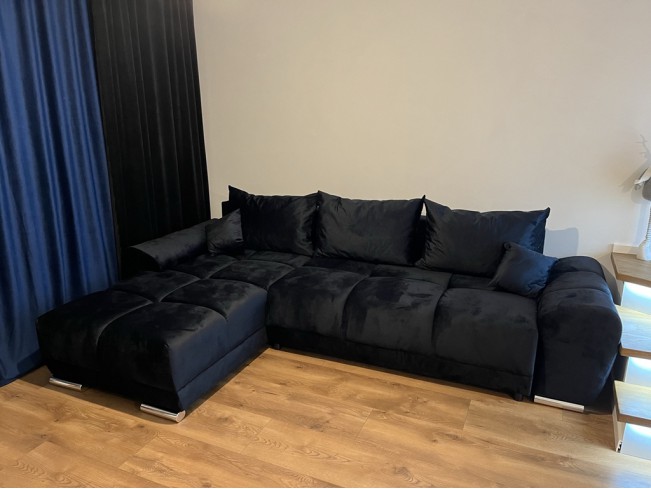 Narożnik Bego L bez funkcji spania welur Monolith 79 ciemny granatowy