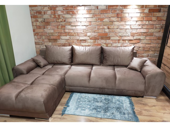 Narożnik Bego U bez funkcji spania welur Monolith 09 jasny brąz