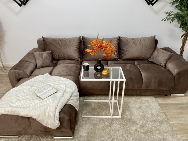 Narożnik Bego U bez funkcji spania welur Monolith 15 mleczna czekolada