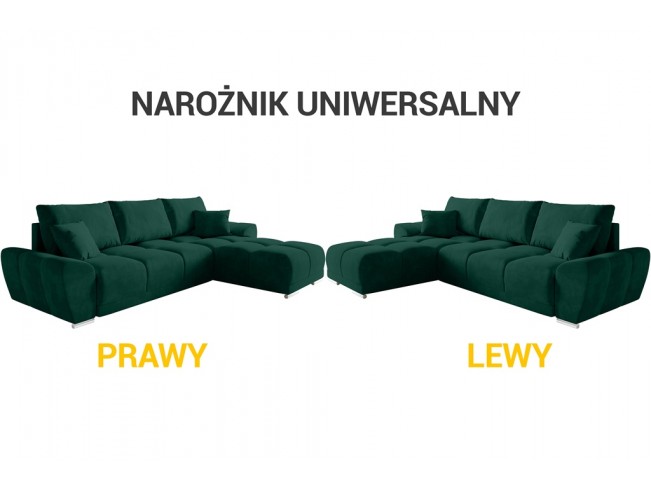 Narożnik Bego L z funkcją spania welur Monolith 37 zielony