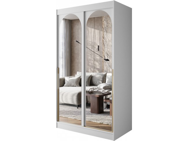 Szafa przesuwna Onli 120 biała uchwyt złoty - widok z przodu