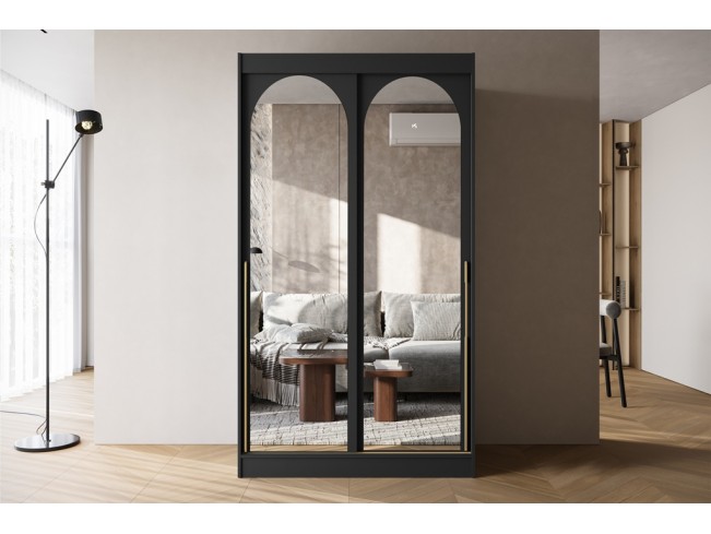 Szafa przesuwna Onli czarna uchwyt złoty 120 cm