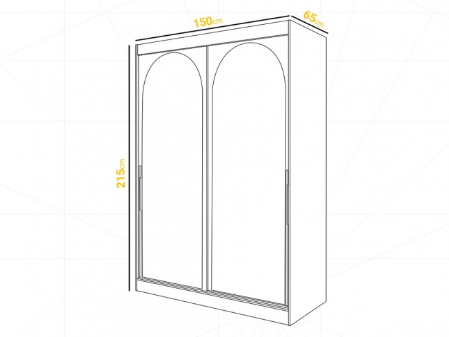 Szafa przesuwna Onli biała uchwyt złoty 150 cm