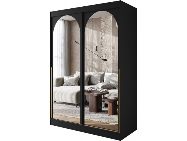 Szafa przesuwna Onli 150 czarna złote uchwyty - widok ogólny