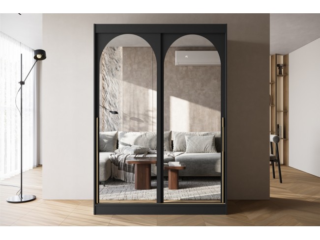 Szafa przesuwna Onli czarna uchwyt złoty 150 cm