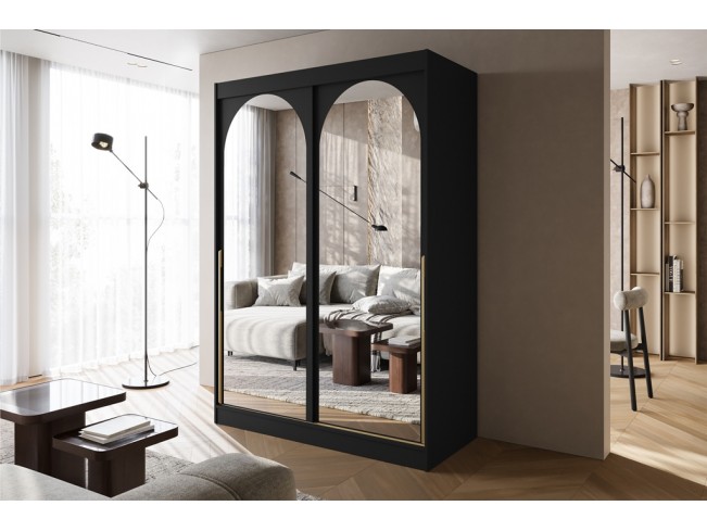 Szafa przesuwna Onli czarna uchwyt złoty 150 cm