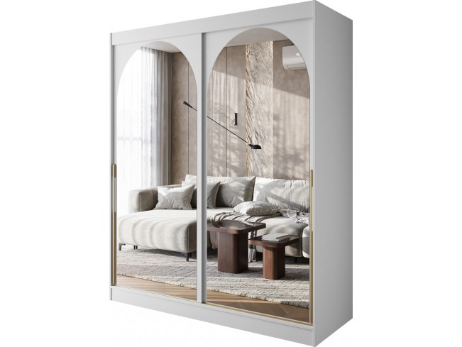 Szafa Onli 180 biała ze złotymi uchwytami - widok z przodu