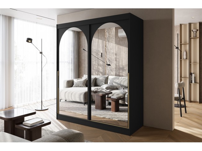 Szafa przesuwna Onli czarna uchwyt złoty 180 cm