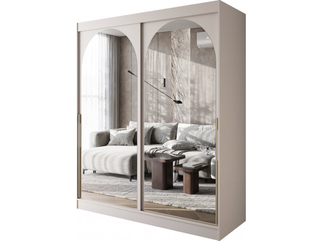 Szafa przesuwna Onli 180 kaszmir z czarnym uchwytem - widok ogólny