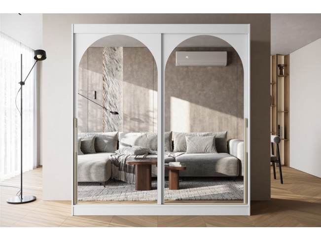 Szafa przesuwna Onli biała uchwyt złoty 200 cm