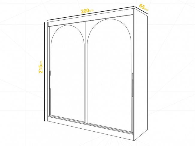 Szafa przesuwna Onli czarna uchwyt złoty 200 cm