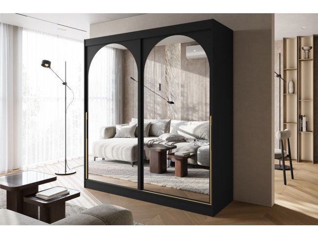 Szafa przesuwna Onli czarna uchwyt złoty 200 cm