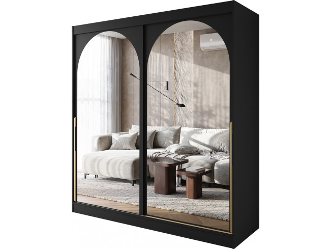 Szafa przesuwna Onli 200 czarna złoty uchwyt - widok z przodu