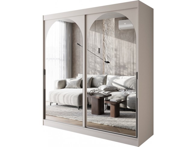 Szafa przesuwna Onli 200 kaszmir czarny uchwyt - widok ogólny