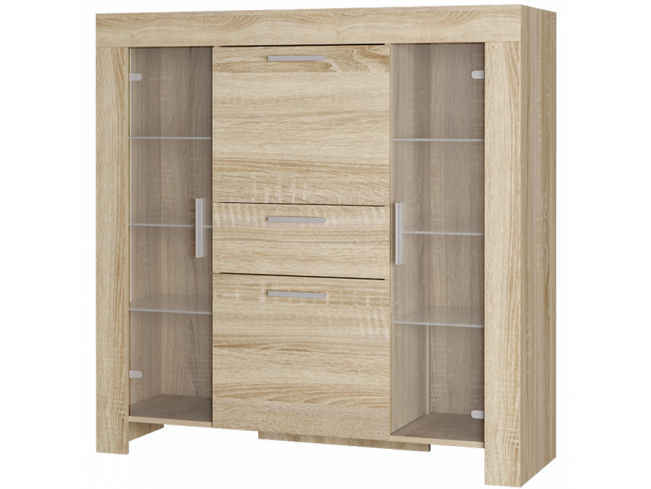 Witryna Lona sonoma 130 cm - widok ogólny