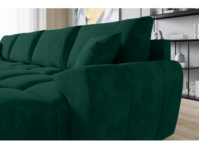 Narożnik Bego U z funkcją spania welur Monolith 37 zielony