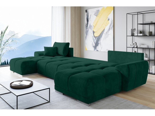 Narożnik Bego U z funkcją spania welur Monolith 37 zielony