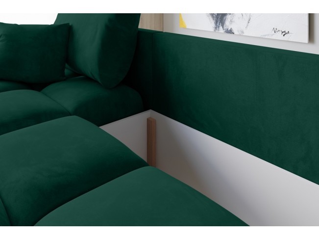Narożnik Bego U z funkcją spania welur Monolith 37 zielony