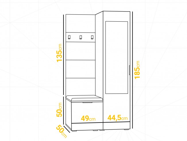 Szafa garderoba Lomi 2 czarny/dąb wotan