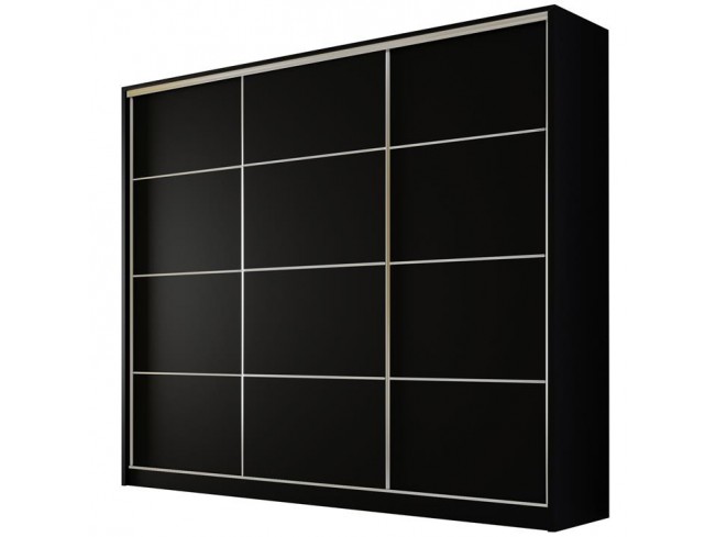 Szafa przesuwna Meblo 3 czarny mat 250 cm - widok ogólny