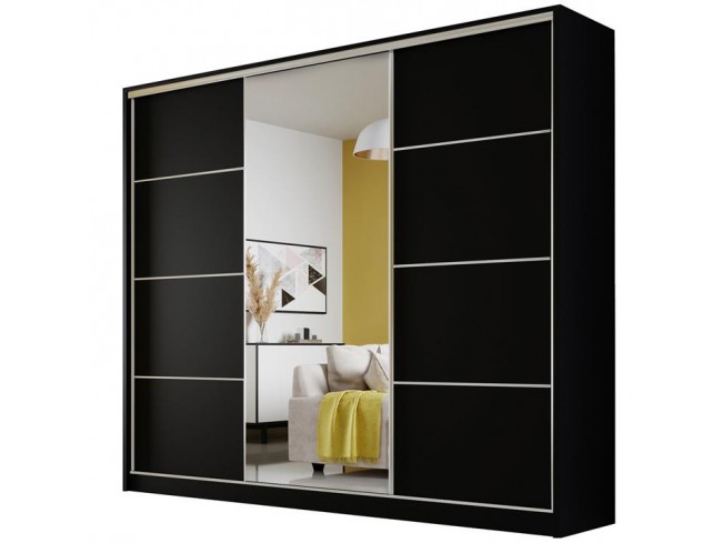 Szafa przesuwna Meblo 4 czarny mat 250 cm - widok z przodu