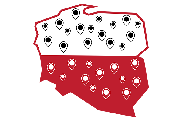 Mapa Polski z zasięgiem dostaw Meblify - transport na terenie całego kraju
