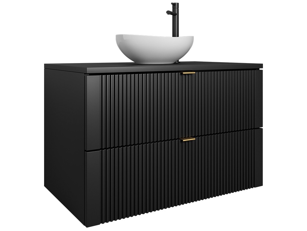 Szafka łazienkowa Daki czarna/złoty wisząca 80 cm