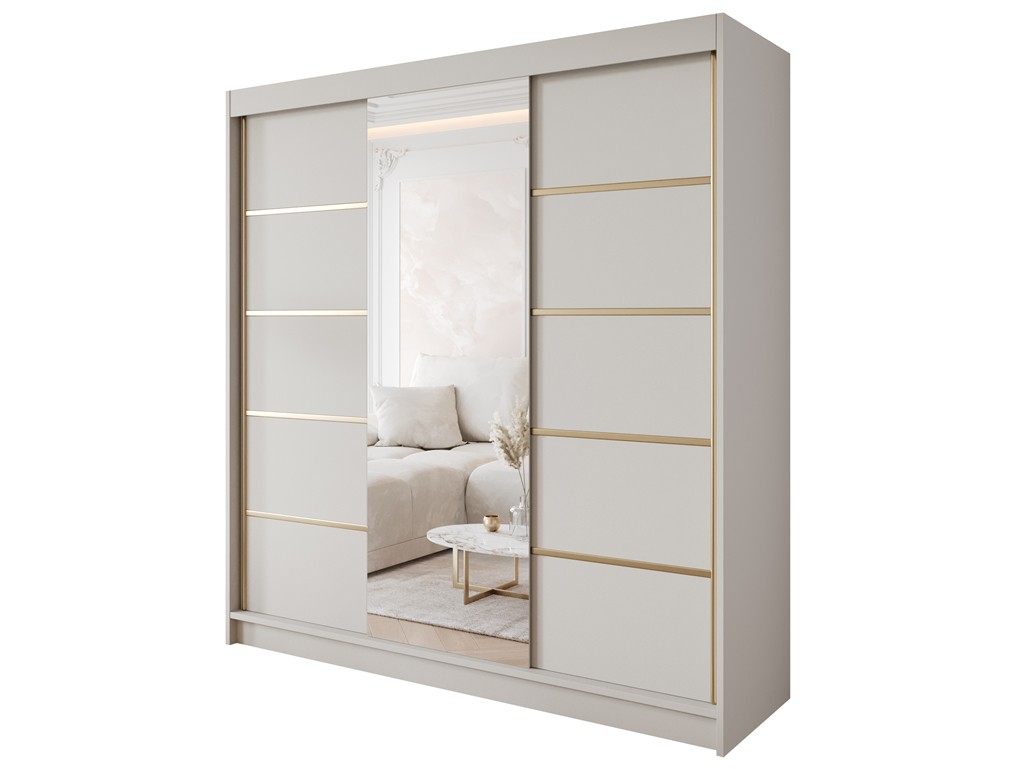 Szafa przesuwna Gold 6 kaszmir z lustrem 200 cm