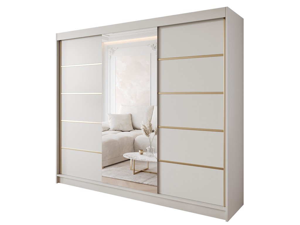 Szafa przesuwna Gold 6 kaszmir z lustrem 250 cm