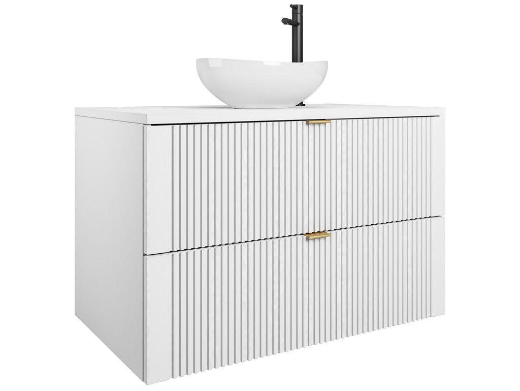 Szafka łazienkowa Daki biała perła/złoty wisząca 80 cm